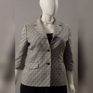 Kasper Black and White Geometrical Suit Jacket